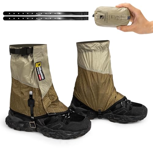 ゲイター ショート 登山 防水 軽量 交換用TPUベルト付き 高耐久性 着脱簡単 汚れ防止 泥除け 砂よけ 悪天候に対応 収納袋付き アウトドア 作業用 釣り キャンプ ハイキング (カーキ, M) 1枚目 画像