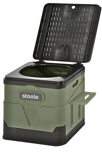 スツーレ 【防災グッズ大賞2025】 簡易トイレ 災害用トイレ ポータブルトイレ 防災 アウトドア 非常用 折りたたみ 携帯 stoole (グリーン, Mサイズ (排便袋&凝固剤付き)) 1枚目 画像