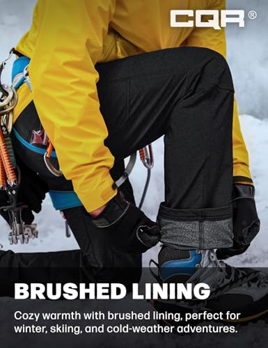 [CQR] 防寒 保温 撥水 パンツ メンズ [撥水・防風・裏起毛] ストレッチ アウトドア 登山 キャンプ 作業着 トレッキングパンツ 冬用 暖パン 裏フリース ロングパンツ HLP831-BLK_32W/32L 中間 画像