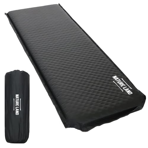 【キャンプインストラクター推薦】NATURE LAND キャンプ マット 極厚 10cm インフレーターマット エアーマット ポンプ機能付き (ブラック) 1枚目 画像