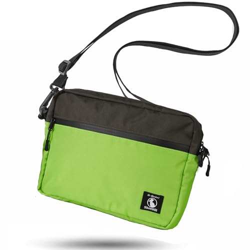 [Shoebill] サコッシュ バッグ ショルダーバッグ A4対応 タブレット対応 撥水ナイロン 軽量 登山 斜めがけ メンズ レディース(A4モデル, グリーン) 画像1