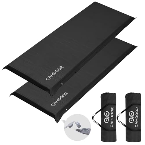 CAMDOOR キャンプ マット エアーマット 厚手 10cm【30秒自動膨張・より広い】R値 6.8 インフレーターマット 車中泊 コンパクト 自動膨張 キャンパー 無限連結可能 キャンプ用品 寝具エアーベッド 防水防潮 安全無臭 持ち運び便利 簡単収納 収納袋付き 2個セット 1枚目 画像