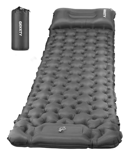 エアーマット GEKETY 【約10CM厚さ】 キャンプ マット 足踏み式 無限連結可能 枕付き エアマット キャンプ 防災 車中泊 厚手 軽量 コンパクト 防水防潮 持ち運び便利 簡単収納 収納袋付き 1枚目 画像