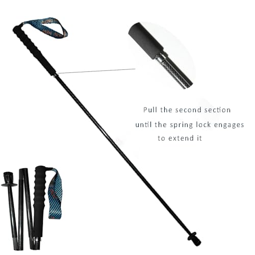 KHEALING トレッキングポール カーボン 折畳み【超軽量115g/125g/130G】炭素繊維 登山 ポール 5節 2本セット 110/120/130 cm ハイキングポール 滑り止め コンパクト 遠足 登山用品 徒歩 キャップ 吸湿発散性に 収納バッグ付 男女兼用 オフロード(人気登山ブロガー絶賛推薦！) (黒, 120CM) 中間 画像