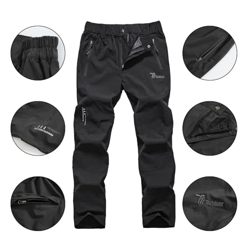 [YSENTO] レディース 登山パンツ トレッキングパンツ 長ズボン アウトドアウェア キャンプ ハイキングパンツ ストレッチ ロングパンツ 薄手 吸汗速乾 春秋夏用 無地 UVカット ブラック M 中間 画像