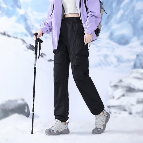 [GAUASUIM] 裏起毛パンツトレッキングパンツレディース防寒ズボンアウトドアロングパンツ 登山 長ズボン 防風防水 秋冬 S～4XL(ブラック) 中間 画像