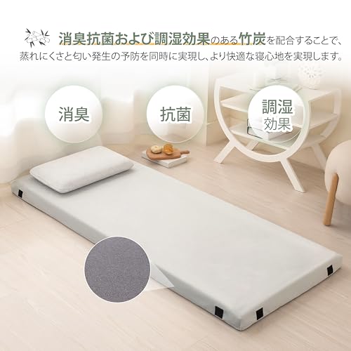SynthoSpace 車中泊 ごろ寝マット 28D コット 防水加工 防菌防臭 滑り止め 低反発マットレス 体圧分散 厚み5cm お昼寝マット 折り畳み バックル 丸めて収納 来客用布団 コット テント泊 ソロキャン 防災用 180*68*5CM 枕付属なし 最後 画像
