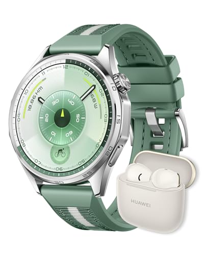 【FreeBudsセット】HUAWEI WATCH GT 6 46mm スマートウォッチ 1.47インチ大画面 最長21日間バッテリー ゴルフ/サイクリング/登山 スポーツモード100種類以上 GPS搭載 情緒/健康モニタリング iOS & Android対応 グリーン＋HUAWEI FreeBuds SE 3 ワイヤレスイヤホン 画像1