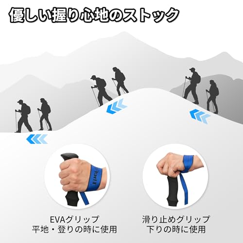 TheFitLife トレッキングポール 折畳み 登山 ストック 軽量 100-120cm伸縮 ウォーキングポール ウォーキングステッキ 2本セット 登山杖 登山ポール 山登り ステッキ ハイキングポール 男性 女性 高齢者 (灰色) 中間 画像