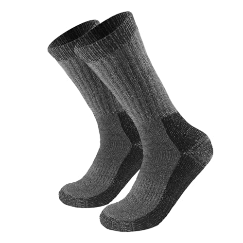 [夢の物] メリノウール 靴下 ソックス あったかい 男女兼用 吸湿速乾 防臭 保温 防寒 厚手 靴下 登山/ハイキング/アウトドア用 高性能ウールソックス 冬の必需品 (JP, 数字サイズ, 27.0 cm, 29.0 cm, 1, グレー) 画像1