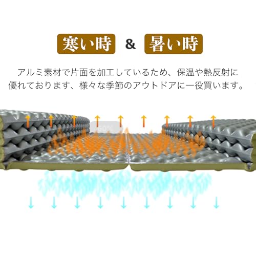 キャンプマット ATOKA アウトドアマット 極厚25mm 超軽量 防水 断熱 レジャー 寝心地快適 折りたたみ コンパクト（アーミーグリーン+シルバー） 中間 画像