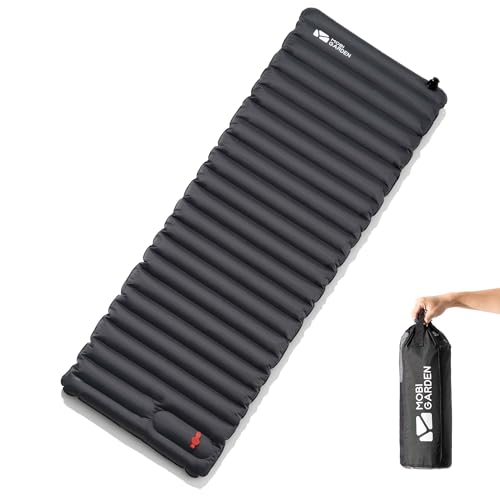 MOBI GARDEN エアーマット【足踏み&ポンプ両対応】 キャンプ マット 1人用 コンパクト 超軽量 防災グッズ アウトドアグッズ ハイキング お花見に 登山 旅行 車中泊 収納袋付き (シングル グレー) 1枚目 画像