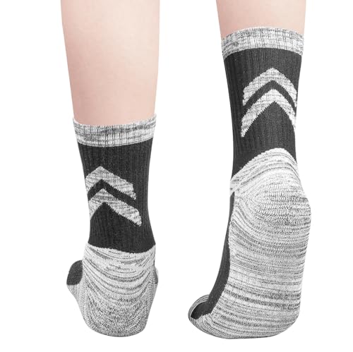 [YUEDGE] メンズ 通気性 綿 クッション 厚手 靴下 登山スポーツソックス 5足组(ブラック/ダークブルー/ダークグレー/オリーブグリーン/レッド) 中間 画像