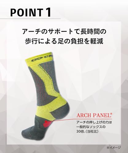 [オカモト] CROSSPRO(クロスプロ) トレッキング 靴下 アーチサポート テーピング構造 消臭 CORDURA コンバットウール 足底クッション 登山用 アウトドア ハイキング 178-100 ネイビー×ブルー 24.0 cm~26.0 cm 1足組 中間 画像
