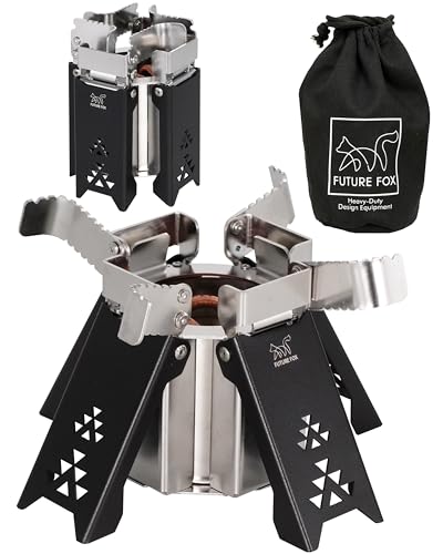 FUTUREFOX FOX-BLAZE （フォックスブレイズ） 五徳付き アルコールバーナー アルコールストーブ アルスト 登山 収納ポーチ付き 高火力 コンパクト キャンプ 防災 アウトドア (ブラック) 画像1