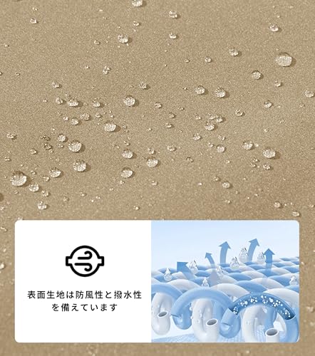 [KEFITEVD] カーゴパンツ メンズ 防寒ズボン バイク 暖かい ソフトシェルパンツ 撥水 登山ズボン 裏起毛 耐摩耗 トレッキングウエア クライミング 秋冬用 カーキ 2XL 中間 画像