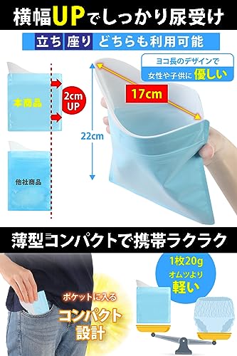 Qbit どこでも携帯トイレ 小便用 非常用/災害用/簡易トイレ 【防災グッズ大賞2023 大賞ブランド】 選べる形 エチケット袋 車 渋滞 登山 防災グッズ 廃棄袋付 男女兼用 (受け口付 Sサイズ 9回分) 最後 画像