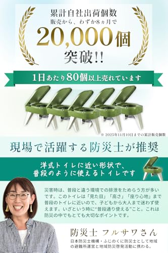 FUTUREFOX 【防災士推奨】 簡易トイレ 災害用 防災トイレ ポータブルトイレ コンパクト 耐荷重150kg トイレキット付属 (簡易トイレ(本体)) 中間 画像