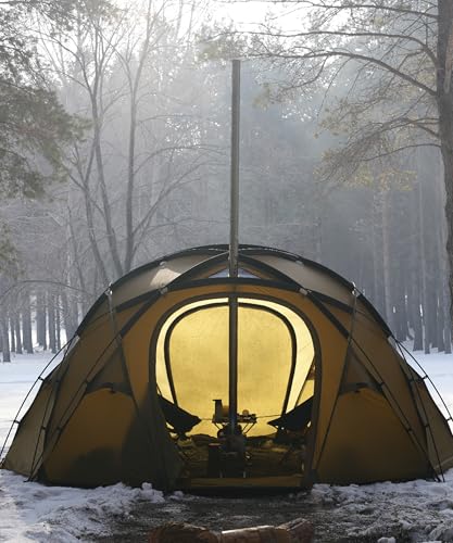 OneTigris TOWER-M ドームシェルター ドーム型テント 自立式 2-4人用 煙突穴 ポール付き UPF50+ 日よけ 防水 通気性 ナイロン PUコーティング キャンプ アウトドア ソロ ファミリー ツーリング 最後 画像