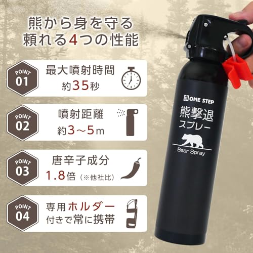 【クマ撃退・護身用】clasimple 熊よけスプレー 熊撃退スプレー 防犯グッズ 小型 携帯便利 キャンプ ハイキング 登山 中間 画像