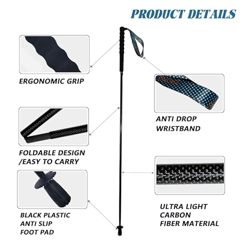 KHEALING トレッキングポール カーボン 折畳み【超軽量115g/125g/130G】炭素繊維 登山 ポール 5節 2本セット 110/120/130 cm ハイキングポール 滑り止め コンパクト 遠足 登山用品 徒歩 キャップ 吸湿発散性に 収納バッグ付 男女兼用 オフロード(人気登山ブロガー絶賛推薦!) (黒, 110CM) 最後 画像