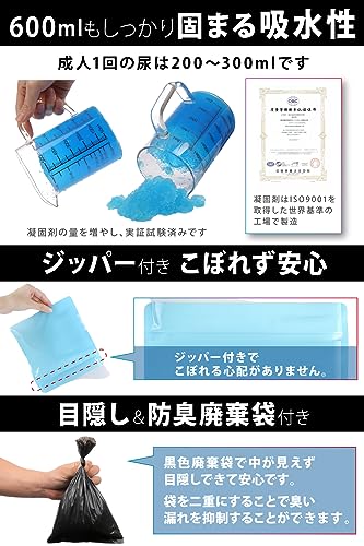 Qbit どこでも携帯トイレ 小便用 非常用/災害用/簡易トイレ 【防災グッズ大賞2023 大賞ブランド】 選べる形 エチケット袋 車 渋滞 登山 防災グッズ 廃棄袋付 男女兼用 (受け口付 Sサイズ 9回分) 中間 画像