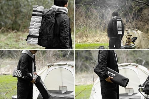 キャプテンスタッグ(CAPTAIN STAG) キャンプマット IXPE フォームマット 56×186cm アルミ加工 収納バッグ付き ブラック×シルバー UB-3078 中間 画像