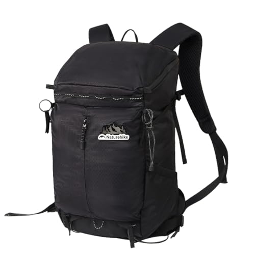 [Naturehike] ハイキング用登山用バッグキャンプ用バッグ通気 多機能バッグ 撥水各種ポケット搭載 軽量化コンパクト25L容量アウトドア用旅行用(ブラック, 25L) 1