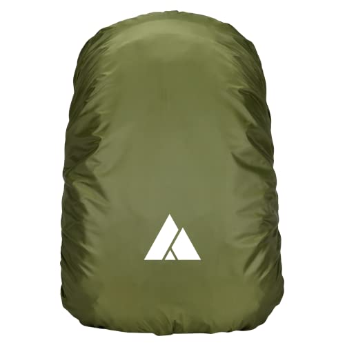 [RUSUNM] リュックカバー 防水カバー レインカバー ザックカバー パック 撥水加工 反射材 梅雨対策グッズ 収納バッグ付き 通勤 通学 登山 自転車（苔色 (こけいろ), M(25-45L)） 1
