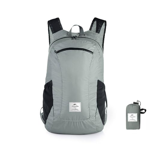 Naturehike 18L 防水 ハイキング デイパック 軽量 パッカブル バックパック 旅行用 飛行機 旅行 小型 バックパック 大人用, グレー, 18L, 旅行用バックパック 1