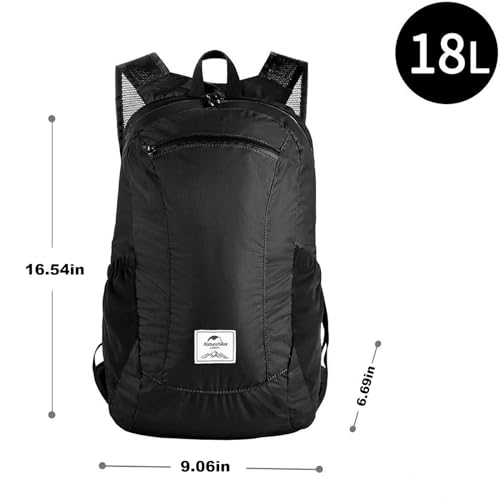 Naturehike 18L 防水 ハイキング デイパック 軽量 パッカブル バックパック 旅行用 飛行機 旅行 小型 バックパック 大人用, グレー, 18L, 旅行用バックパックの特徴・詳細 画像