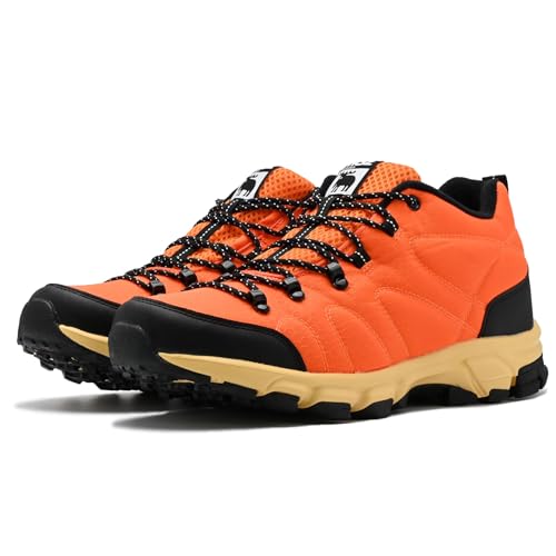 [モズ] メンズ トレッキングシューズ スニーカー 防水 軽量 撥水 グリップソール クッションインソール 靴 2277A (オレンジ, 27.0 cm) 1