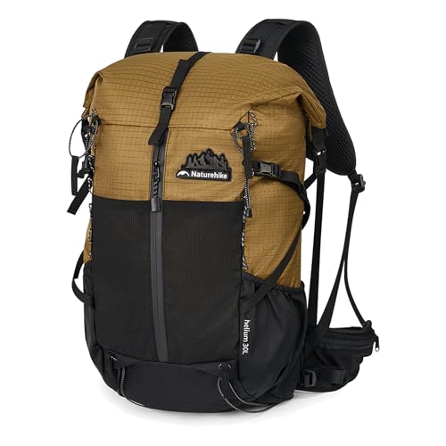 Naturehike バックパック 40L大容量 側面ジッパー 水分補給穴 背部調整 軽量 通気 レインカバー付き コンパクト メンズ レーディス 登山リュック (30+5L, ブラウン) 1