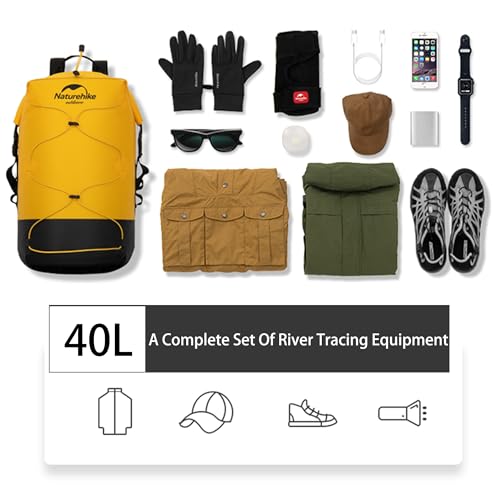 Naturehike男性用防水バックパック、ハイキングバックパック防水アウトドアデイパック、軽量キャンプ旅行20L/30L/40L。, カーキ, 20L, 防水バックパックの特徴・詳細 画像