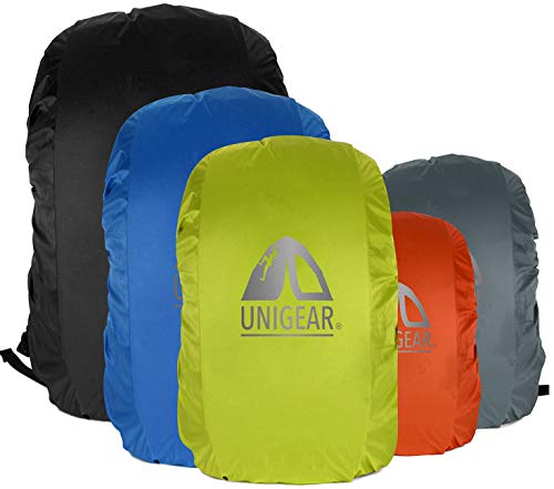 [Unigear] 2019全新版 リュックカバー レインカバー 雨よけ ザックカバー 防水カバー ２倍以上の防水 耐水圧5000mm 夜間反射 アウトドア 通勤 通学 梅雨対策 収納袋一体化 超軽量 5カラー 5サイズ 15L-80L (M:30-40L, グレー) 1