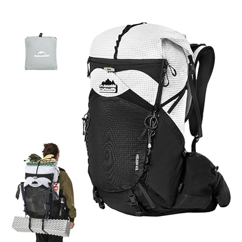 Naturehike 登山リュック 40L/70L大容量 人間工学設計 分類収納 通気 30mm厚さベルト 滑り止め 自由調節 圧力分散 耐磨耗 リュックカバー付き 2-7日の徒歩に対応 科学的な構造 違う体型に対応 コンパクト 快適 男女通用 防災 登山バッグ バックパック (40L, ホワイト, L(45.5-53cm))の外観・全体像 画像