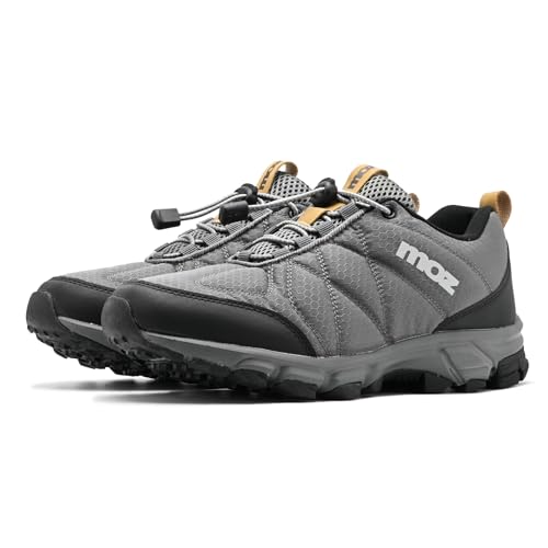 [モズ] トレッキングシューズ ローカット メンズ スニーカー 軽量 防水 撥水 防滑 ハイキング ウォーキング クイックレース 靴 5270 (ダークグレー, 27.0 cm) 1