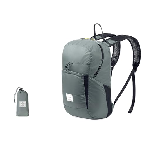 naturehike 防水バッグ PU2000mm+ 22L大容量 172g超軽量 耐磨耗性 分類収納 通気ショルダー 快適 折りたたみ コンパクト 調節可能 YKKファスナー 徒歩 登山 海 釣り 携帯 通勤 通学 ドライバッグ リュック (グレー)の外観・全体像 画像
