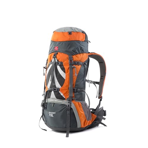 Naturehike 登山リュック 軽量バッグ 75L大容量 14Kg耐荷重 圧力分散 引き裂き防止 防水 通気 調節可能ランバーパット ナイロン製 防水袋 登山 防災 避難 アウトドア 自転車 キャンプ用品 バッグパック ハイキングリュック リュックサック (オレンジ色) 1