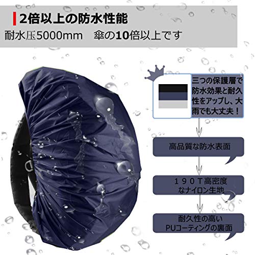 Frelaxy リュックカバー ２倍以上の防水性 8色 5サイズ (ミッドナイトブルー, S)の特徴・詳細 画像