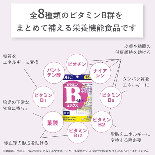 DHC ビタミンBミックス 90日分【栄養機能食品(ナイアシン・ビオチン・ビタミンB12・葉酸)】の特徴・詳細 画像