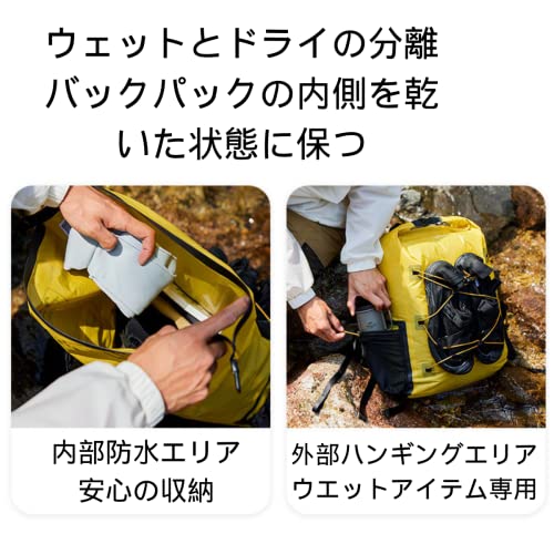 Naturehike 登山 リュックサック 25Lの大容量 IPX6防水リュック バックパック ウェットとドライの分離 通気性 アウトドア キャンプ 防災リュック 超軽量 コンパクト収納 ポータブル ユニセックス (ブラック)の特徴・詳細 画像