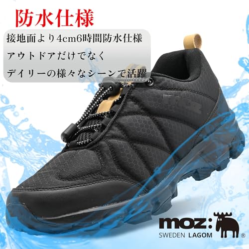 [モズ] トレッキングシューズ ローカット メンズ スニーカー 軽量 防水 撥水 防滑 ハイキング ウォーキング クイックレース 靴 5270 (ブラック, 26.0 cm)の特徴・詳細 画像