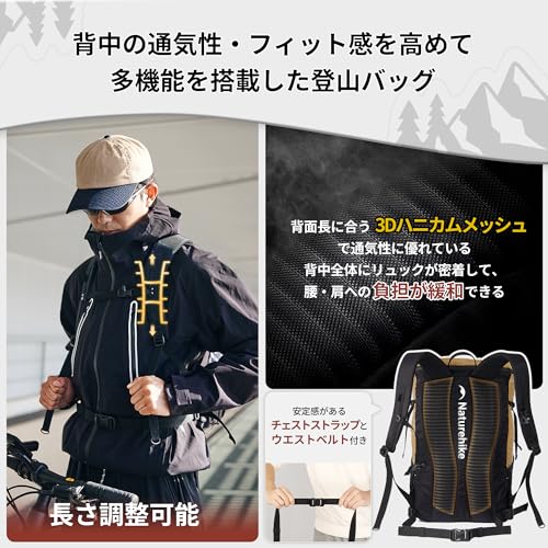 [Naturehike] 公式ショップ バックパック 登山 リュック ハイキングバッグ リュックサック アウトドア 通勤 収納性 撥水加工 防災 軽量 高通気性 多機能 男女兼用 旅行用 スポーツ キャンプの詳細・まとめ 画像