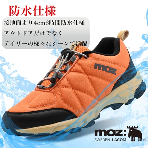 [モズ] トレッキングシューズ ローカット メンズ スニーカー 軽量 防水 撥水 防滑 ハイキング ウォーキング クイックレース 靴 5270 (オレンジ, 26.0 cm)の特徴・詳細 画像