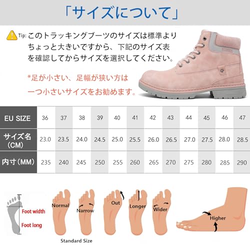 [ZUSERIS] アウトドアシューズ ハイキング メンズ レディース トレッキングシューズ 防水 防滑 衝突防止 登山靴 大きいサイズ ハイカット ウォーキング 耐摩耗性 ピンク23.5CMの詳細・まとめ 画像