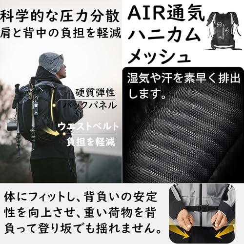Naturehike バックパック 40L大容量 側面ジッパー 水分補給穴 背部調整 軽量 通気 レインカバー付き コンパクト メンズ レーディス 登山リュック (30+5L, ホワイト)の特徴・詳細 画像