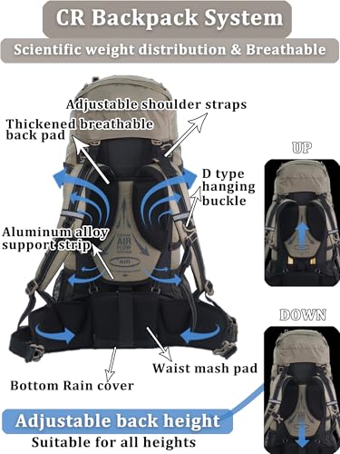Naturehike 70L 軽量 ハイキングバックパック キャンプ 防水 登山バッグ レインカバー付き アウトドア デイパック 大人用, ブラック, 標準, 超軽量ハイキングバックパックの詳細・まとめ 画像