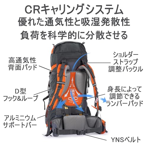 Naturehike 登山リュック 軽量バッグ 75L大容量 14Kg耐荷重 圧力分散 引き裂き防止 防水 通気 調節可能ランバーパット ナイロン製 防水袋 登山 防災 避難 アウトドア 自転車 キャンプ用品 バッグパック ハイキングリュック リュックサック (ブルー)の特徴・詳細 画像