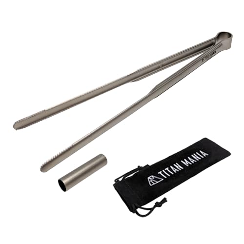 TITAN MANIA(チタンマニア) トング チタン製 キャンプ ミニ 焼肉 軽量 耐熱 錆びない しっかり掴める 21.3cm 焚き火 BBQ バーベキュー 焼き肉用 調理器具 キッチンツール ソロキャンプ アウトドア用品 キャンプ用品 収納袋付き 1